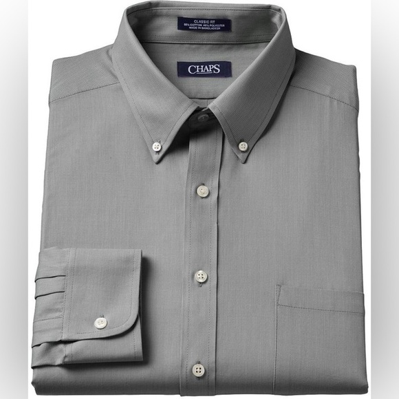 Chaps Other - 267. Chaps Classic Fit Textured Wrinkle Free Stretch Collar Dress Shirt 18-34/35